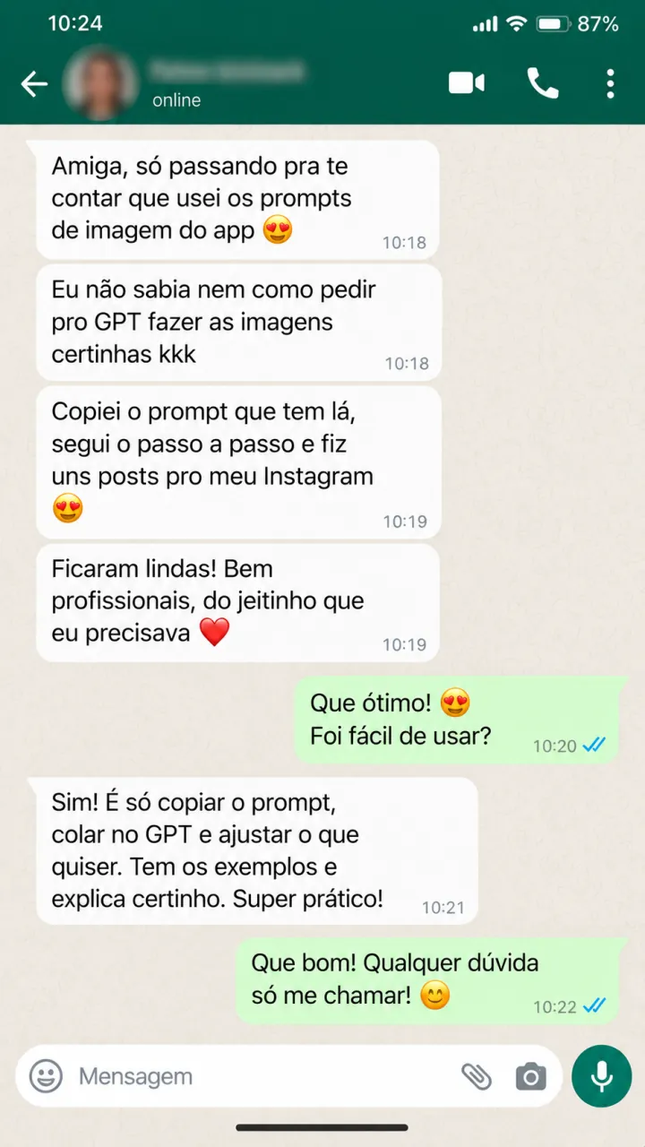 Conversa 2 sobre artes profissionais. Usei os prompts de imagem do app e ficaram lindas, bem profissionais. É só copiar, colar no GPT e ajustar.