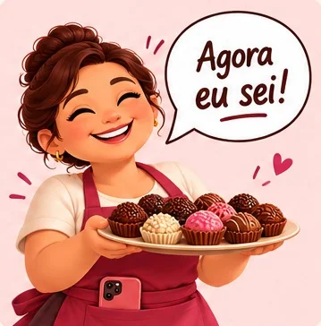 Dona Pitada sorrindo com uma bandeja de doces: Agora eu sei!