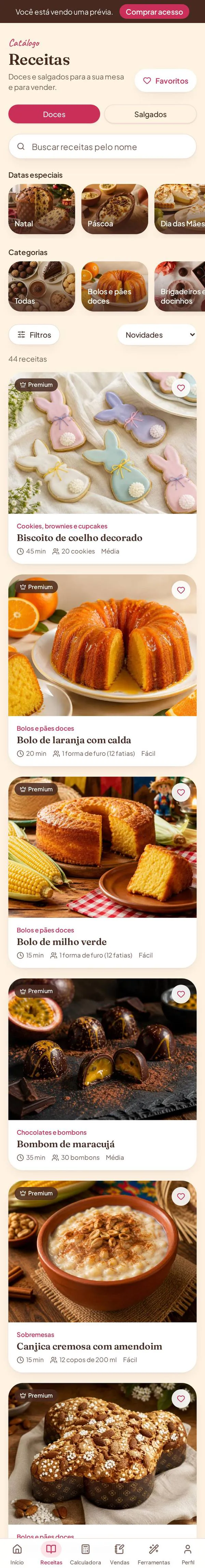 Tela Catálogo do app Dona Pitada